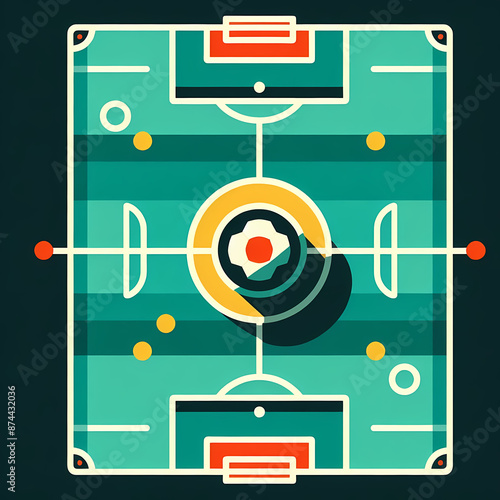 modern flat design football pitch markings football center using minimal palette green red yellow