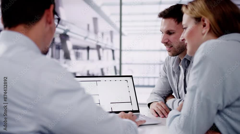 Male real estate broker explaining plan Male real estate broker explaining plan