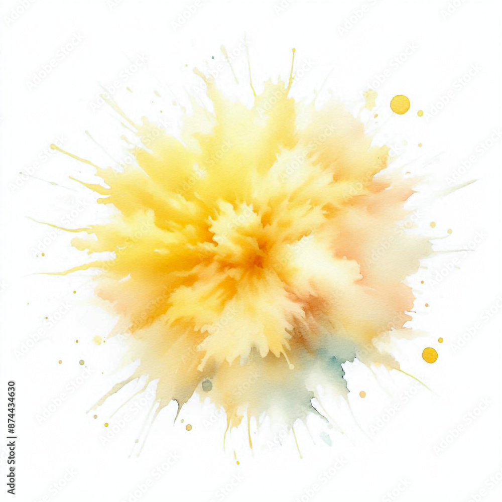 Single Soft Yellow Watercolor Splash on White Background Single Soft Yellow Watercolor Splash on White Background