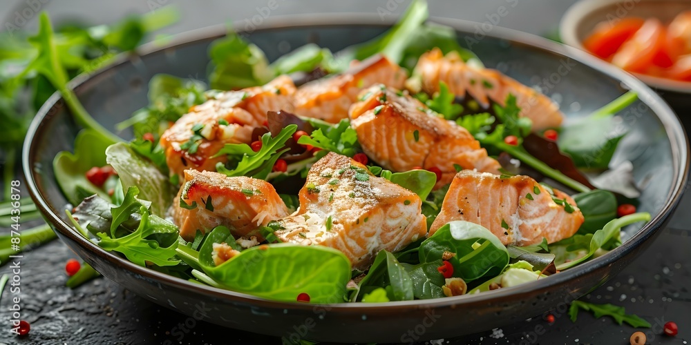 Variety of Salmon Salad Recipes with Healthy Cooking Styles and Dietary Options. Concept Salmon Recipes, Healthy Cooking, Dietary Options, Salad Ideas, Cooking Styles Variety of Salmon Salad Recipes with Healthy Cooking Styles and Dietary Options. Concept Salmon Recipes, Healthy Cooking, Dietary Options, Salad Ideas, Cooking Styles