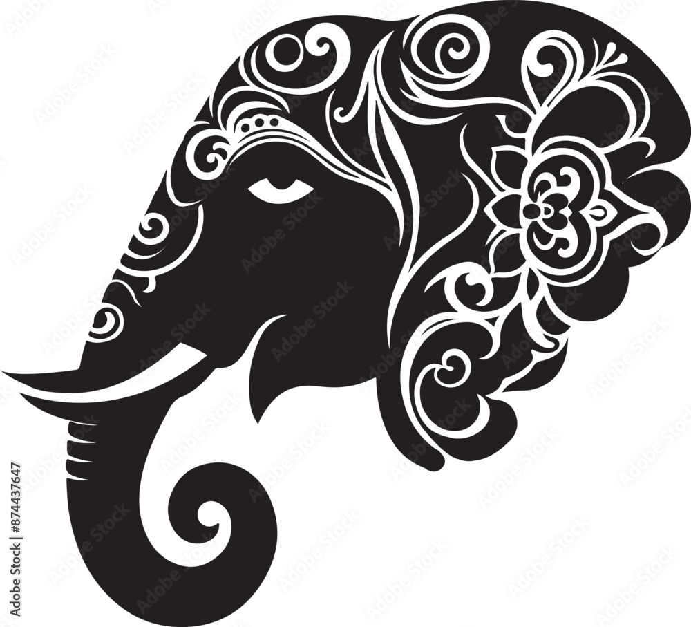 Stylish elephant head vector illustrator Stylish elephant head vector illustrator