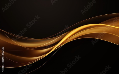 Abstract gold wave on black background. Vector illustration. Eps 10.