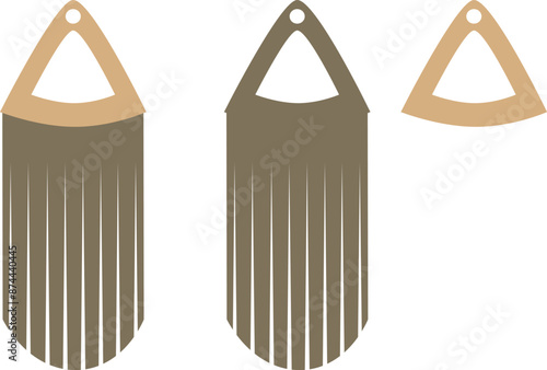 Fringed earrings. Eardrop element. Earrings vector