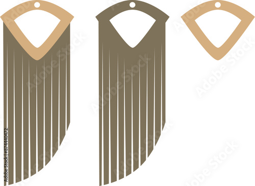 Fringed earrings. Eardrop element. Earrings vector