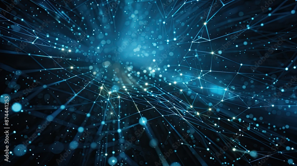 Futuristic network of glowing blue lines on a dark background Futuristic network of glowing blue lines on a dark background