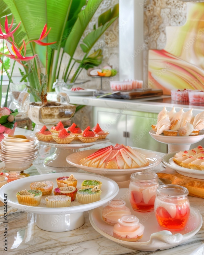 Charming Rustic Kitchen with a Festive Guava-Themed Dessert Table Setup Celebrating International Cuisine Day Charming Rustic Kitchen with a Festive Guava-Themed Dessert Table Setup Celebrating International Cuisine Day