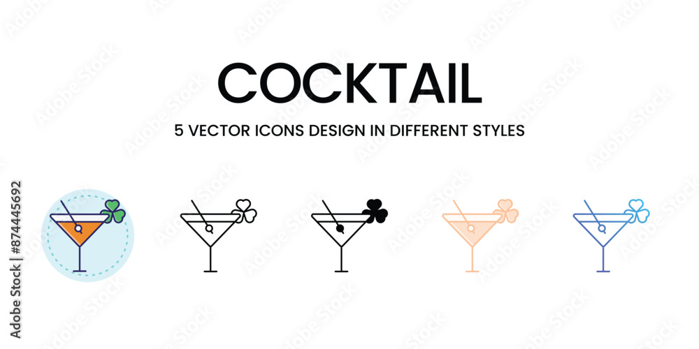 Cocktail icons set vector illustration. vector stock Cocktail icons set vector illustration. vector stock