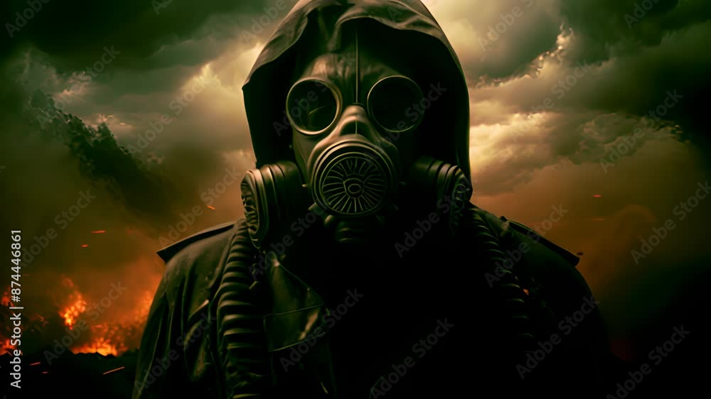 Man in gas mask, apocalyptic concept. Generative Ai Man in gas mask, apocalyptic concept. Generative Ai