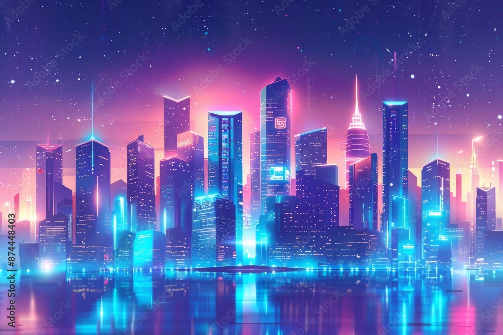 A vibrant, high-tech metropolis comes alive at night, with towering skyscrapers and neon lights illuminating the dark sky. The city pulses with energy and innovation. A vibrant, high-tech metropolis comes alive at night, with towering skyscrapers and neon lights illuminating the dark sky. The city pulses with energy and innovation.