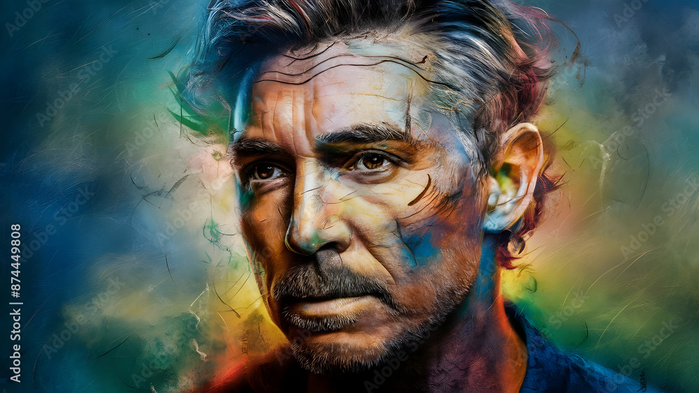 abstract portrait of a man's face abstract portrait of a man's face