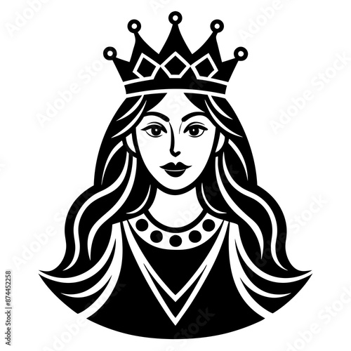 A simple Queen Black silhouette vector art illustration design bundle set. photo