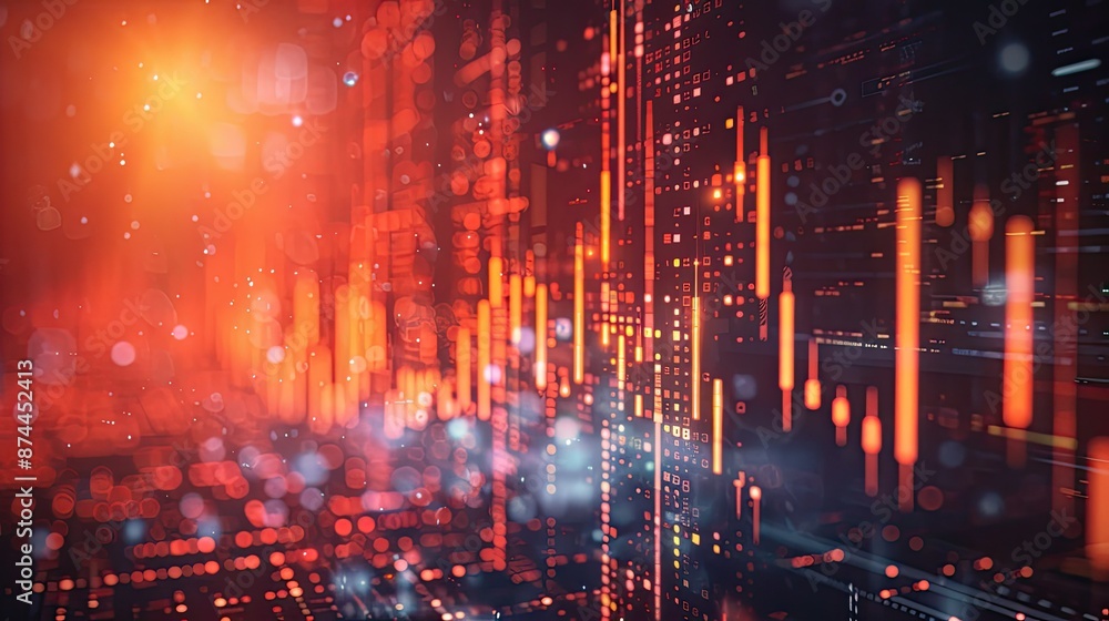 Fototapeta premium Financial stock market graph on technology abstract background