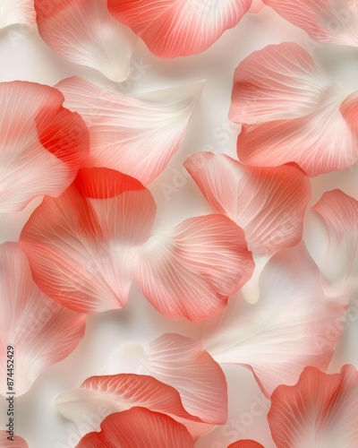 Elegant Pastel Red Petals Pattern on a Bright White Background for Spring Design Inspiration