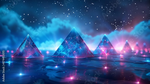 Crystalline Pyramids Under Night Sky