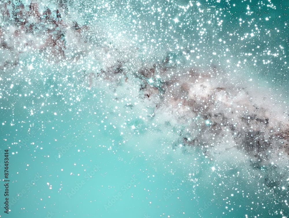 Fototapeta premium Abstract Cosmic Dust Explosion in Teal Sky A Captivating Display of Light and Color