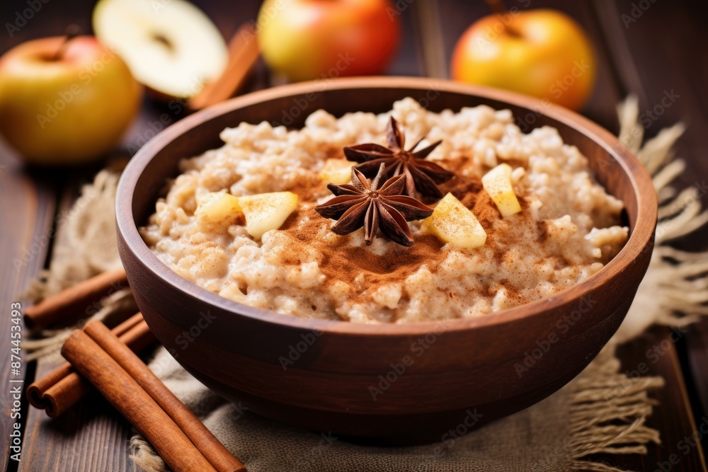 Warm oatmeal with apples and cinnamon, perfect for a hearty breakfast Warm oatmeal with apples and cinnamon, perfect for a hearty breakfast