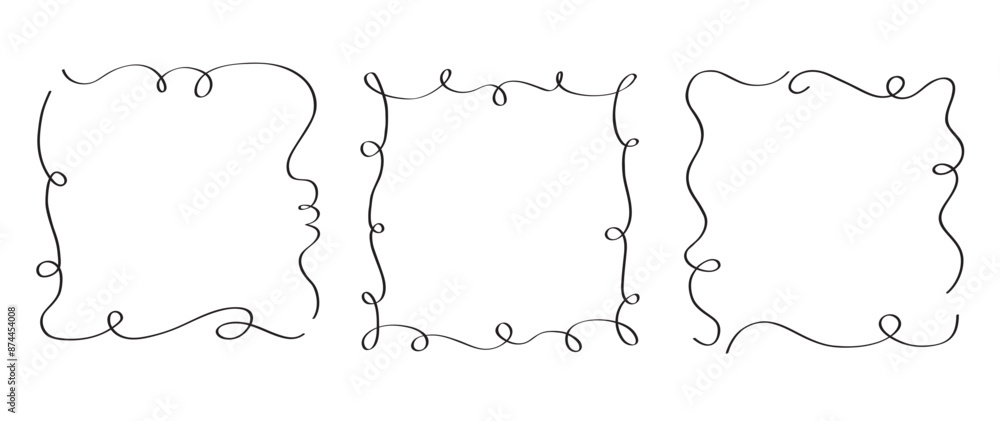 Obraz premium Doodle Frames Set, Hand Drawn Borders