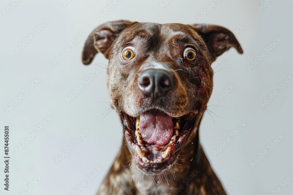 Happy Dog wearing Zombie costumes, studio lighting, isolated on white background, stock photographic style Happy Dog wearing Zombie costumes, studio lighting, isolated on white background, stock photographic style