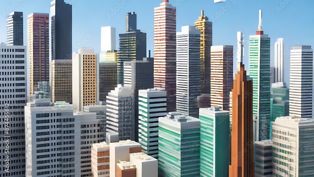 Obraz premium 3D Block Animation of City Skyscrapers