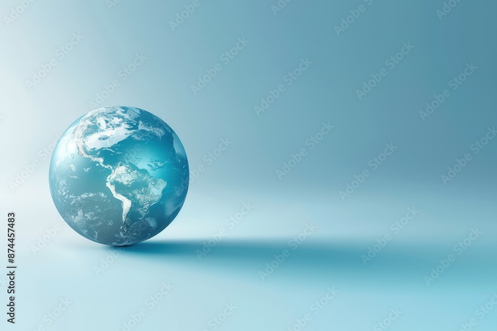 Fototapeta premium Blue earth globe on minimalist background