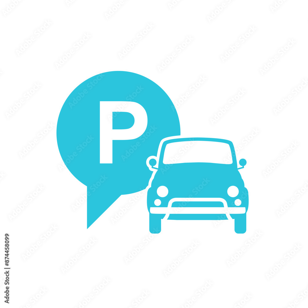 Parking area, Front view, Isolated on white background. From blue icon set. Parking area, Front view, Isolated on white background. From blue icon set.