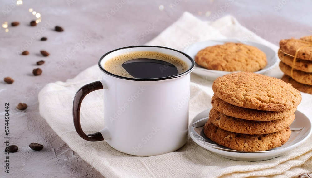 Coffee mug mockup with cookies Coffee mug mockup with cookies