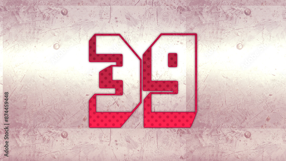 Cute 3d bold outline pink number design of 39 on white background ...
