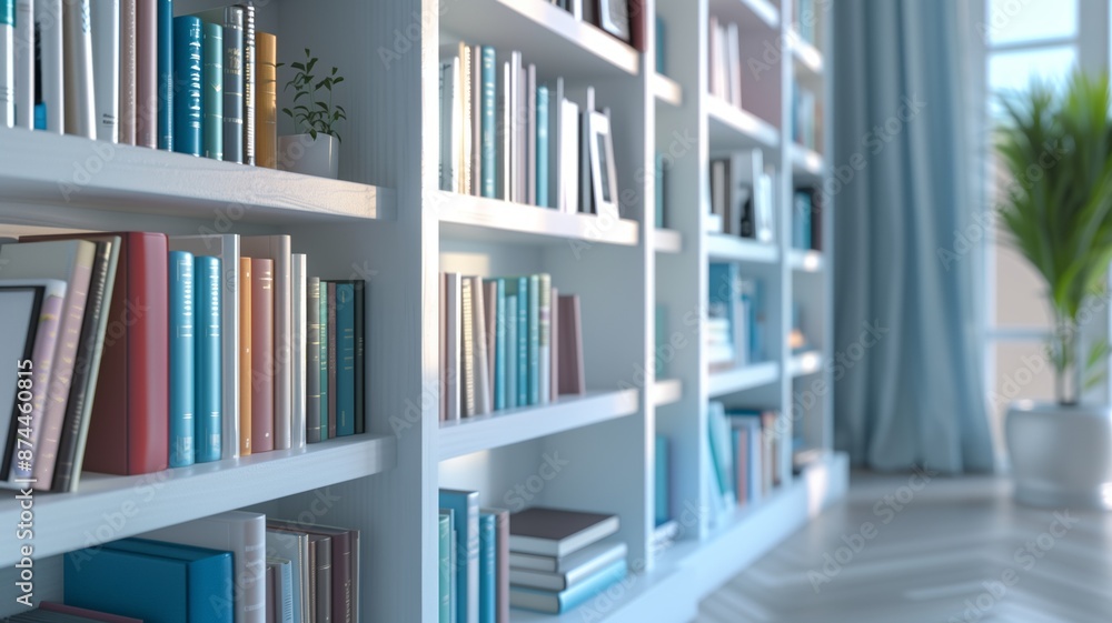 Close-up view of bookshelves library filled with books, showcasing various titles and colorful spines. Love for reading, knowledge, and literature concept background. Close-up view of bookshelves library filled with books, showcasing various titles and colorful spines. Love for reading, knowledge, and literature concept background.