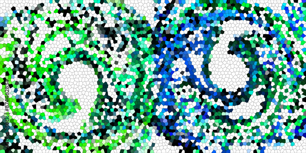 Mosaic abstract background with two spirals - waves wrapping towards each other. Illustration. Mosaic abstract background with two spirals - waves wrapping towards each other. Illustration.