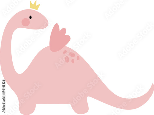Pink Fairy Dinosaur Cartoon Graphic