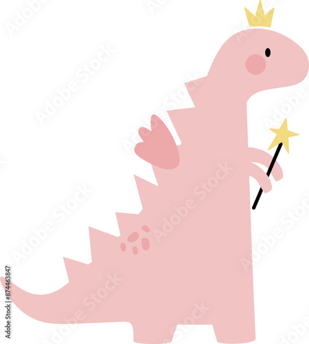 Pink Fairy Dinosaur Cartoon Graphic