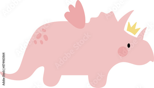 Pink Fairy Dinosaur Cartoon Graphic