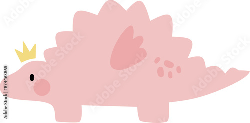 Pink Fairy Dinosaur Cartoon Graphic