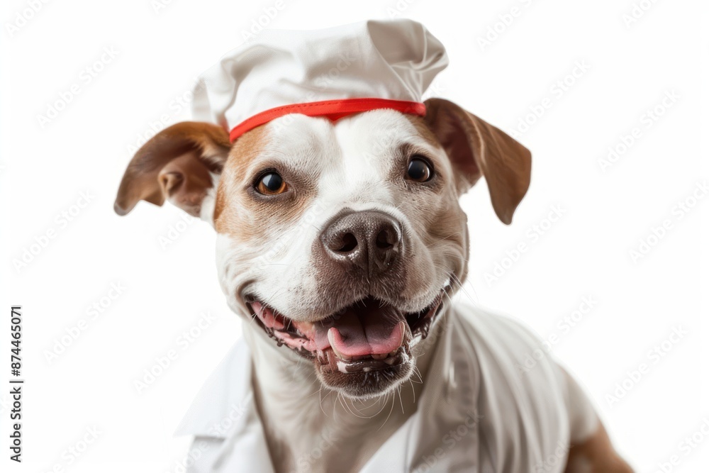 Fototapeta premium Happy Dog wearing Nurse costumes, studio lighting, isolated on white background, stock photographic style