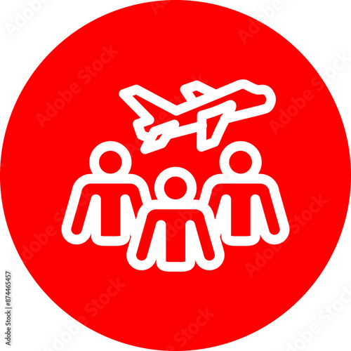 Group Travel Vector Line White Circle Red