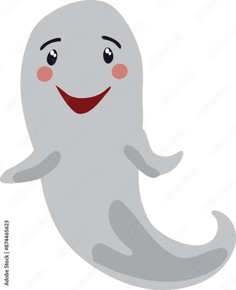 Funny ghost vector illustration. Halloween scary and friendly character