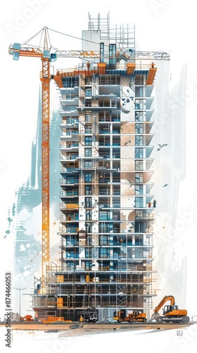 Wallpaper Mural Construction site with cranes and workers building a new skyscraper Torontodigital.ca