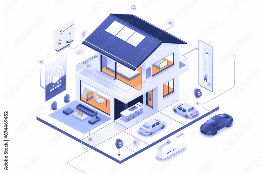 A smart home equipped with AI technology, showcasing seamless automation and energy efficiency. A smart home equipped with AI technology, showcasing seamless automation and energy efficiency.