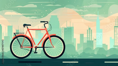 Bicyclesharing program, green urban mobility, flat design illustration photo