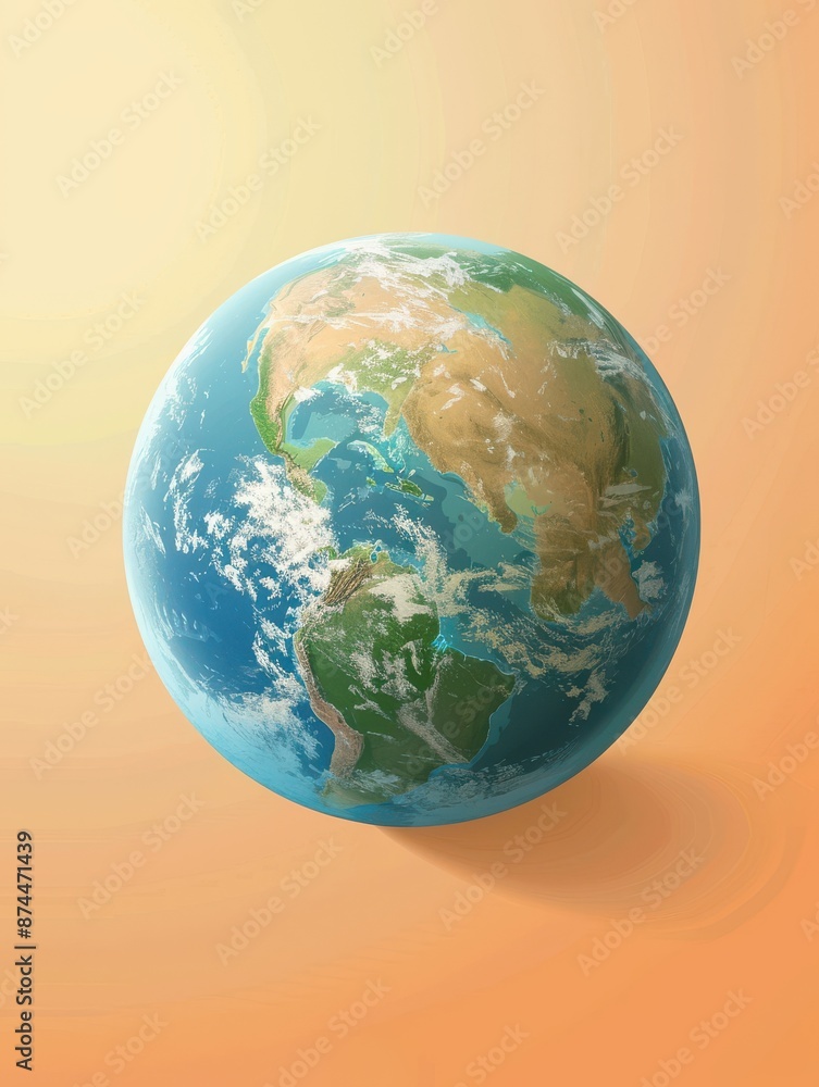 Earth globe on orange background Earth globe on orange background