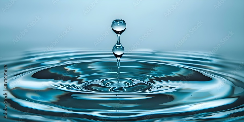 World Water Day concept with clean water drop and blue ripples. Concept Water Conservation, World Water Day, Clean Drinking Water, Blue Ripples, Environmental Sustainability World Water Day concept with clean water drop and blue ripples. Concept Water Conservation, World Water Day, Clean Drinking Water, Blue Ripples, Environmental Sustainability