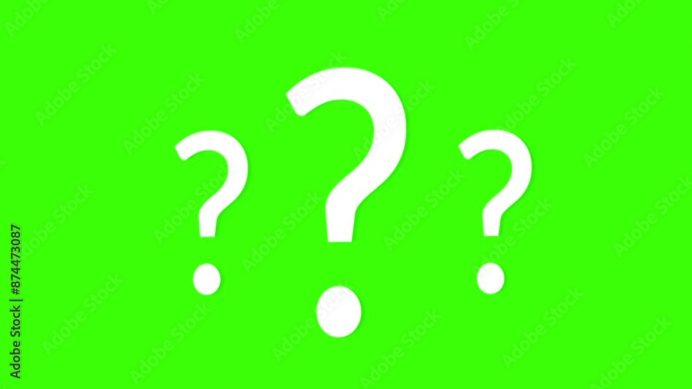 flat question mark doubt sing pop up animation confused on green background flat question mark doubt sing pop up animation confused on green background