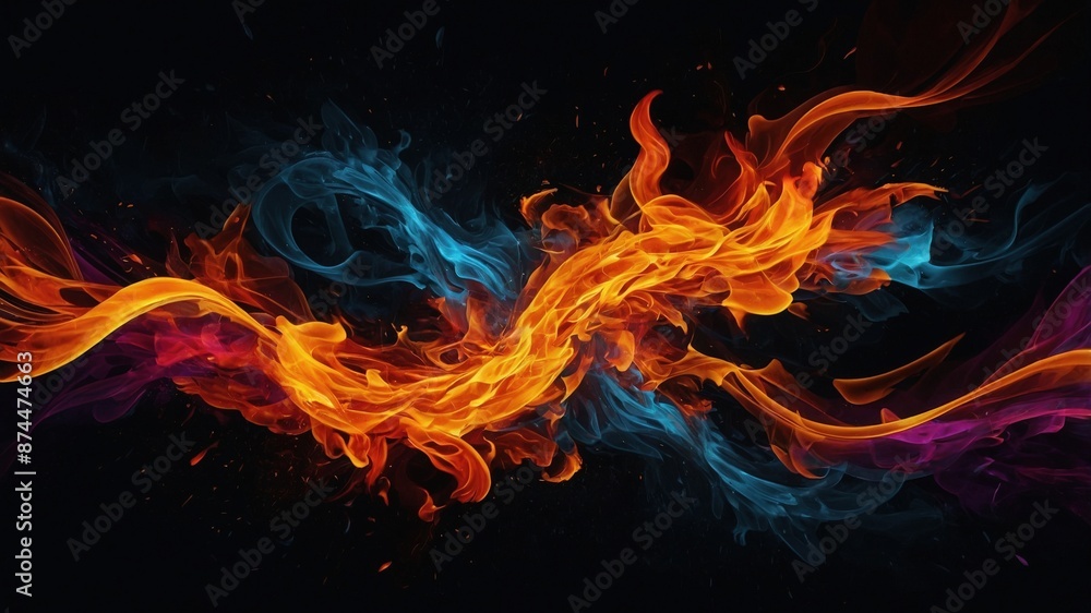 A vibrant abstract artwork featuring intertwining flames of fiery orange and cool blue, creating a dynamic and visually striking contrast.
A vibrant abstract artwork featuring intertwining flames of fiery orange and cool blue, creating a dynamic and visually striking contrast.