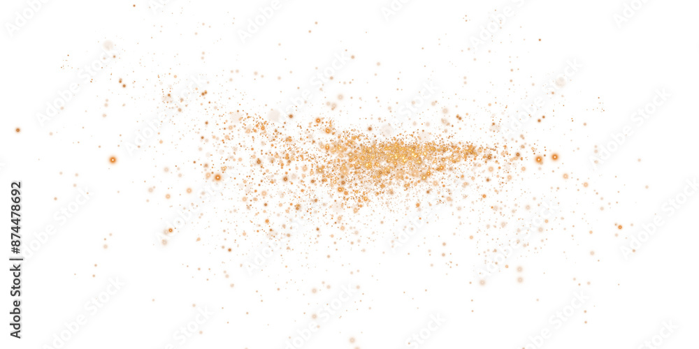 Obraz premium Magic shining gold dust. Christmas background. Powder dust light PNG. Fine, shiny dust bokeh particles fall off slightly. Fantastic shimmer effect. PNG.