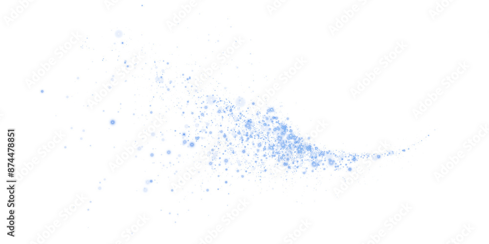 Obraz premium Magic shining blue dust. Christmas background. Powder dust light PNG. Fine, shiny dust bokeh particles fall off slightly. Fantastic shimmer effect. PNG.