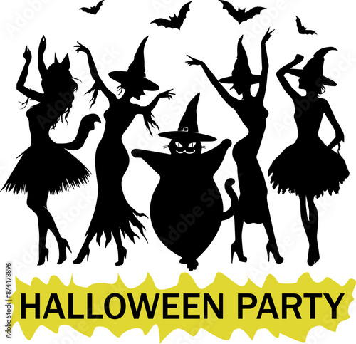halloween silhouettes of dancing people