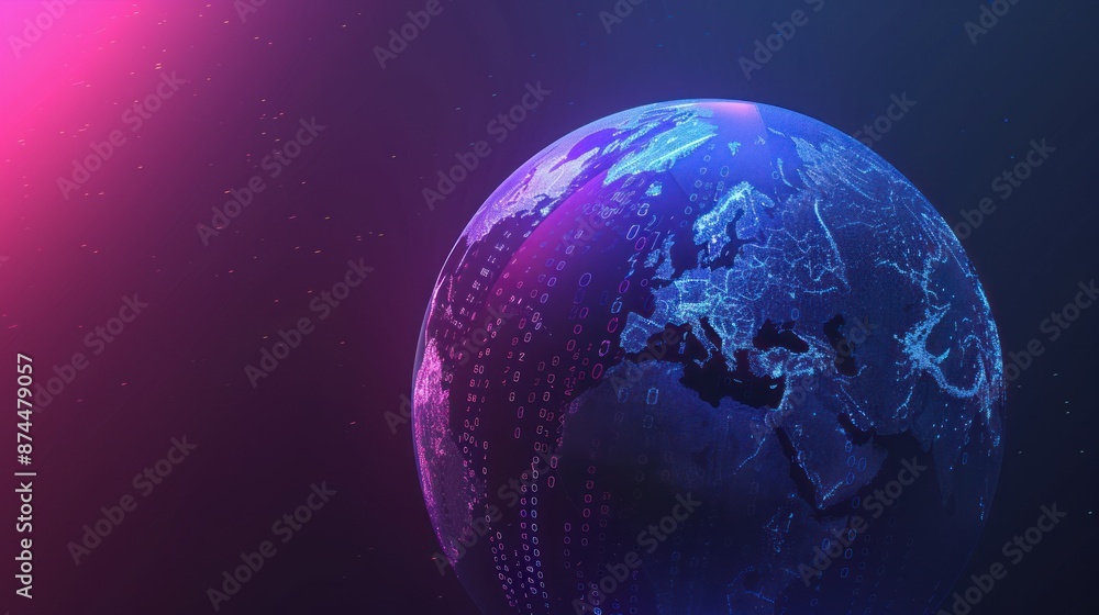 Obraz premium Digital Earth with Binary Code