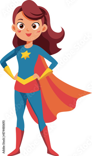 Illustration of Confident Female Superhero in Costume