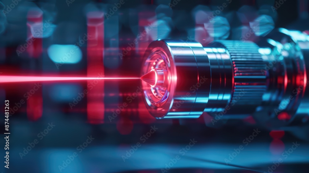 A powerful laser system for precise scientific experiments, emitting a ...