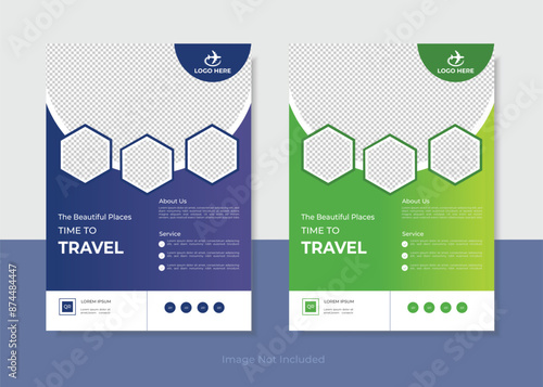 Modern Travel Flyer Template & 2 Color Design 